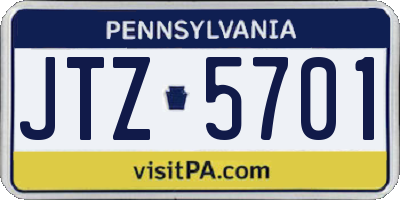 PA license plate JTZ5701