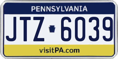 PA license plate JTZ6039