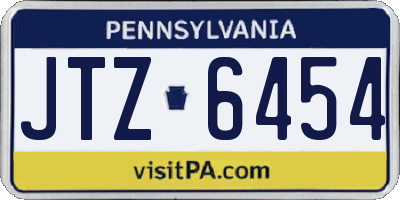 PA license plate JTZ6454