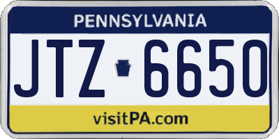 PA license plate JTZ6650
