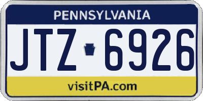 PA license plate JTZ6926
