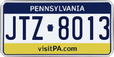 PA license plate JTZ8013