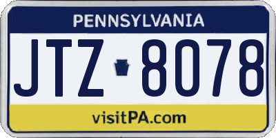 PA license plate JTZ8078