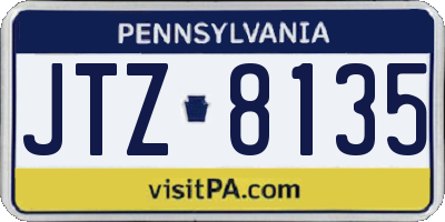 PA license plate JTZ8135