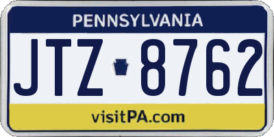 PA license plate JTZ8762