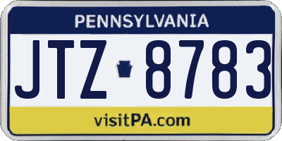 PA license plate JTZ8783