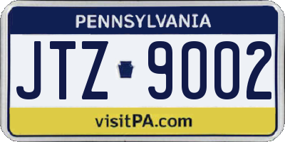 PA license plate JTZ9002