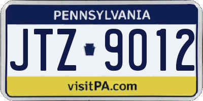PA license plate JTZ9012
