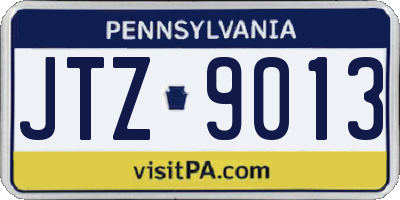 PA license plate JTZ9013