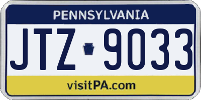 PA license plate JTZ9033