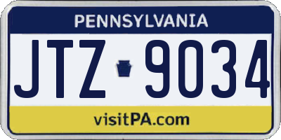 PA license plate JTZ9034