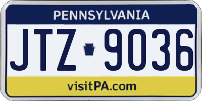 PA license plate JTZ9036