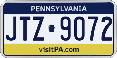 PA license plate JTZ9072