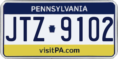 PA license plate JTZ9102
