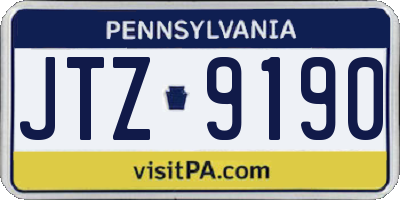 PA license plate JTZ9190