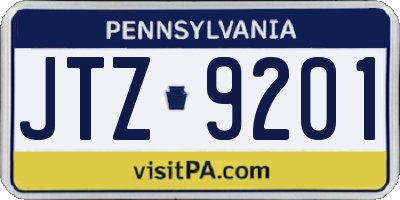 PA license plate JTZ9201