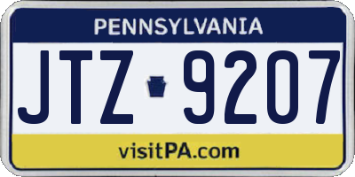 PA license plate JTZ9207