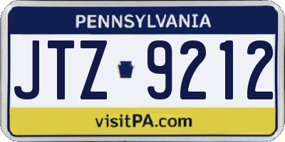 PA license plate JTZ9212