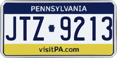 PA license plate JTZ9213
