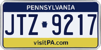 PA license plate JTZ9217