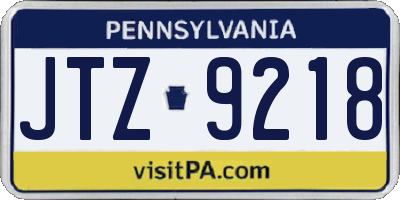 PA license plate JTZ9218