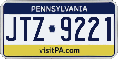 PA license plate JTZ9221