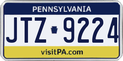 PA license plate JTZ9224