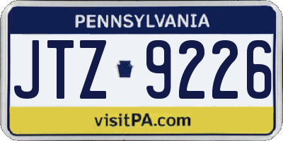 PA license plate JTZ9226