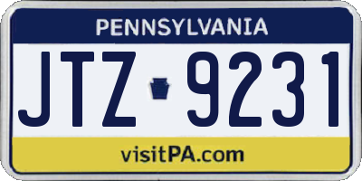 PA license plate JTZ9231