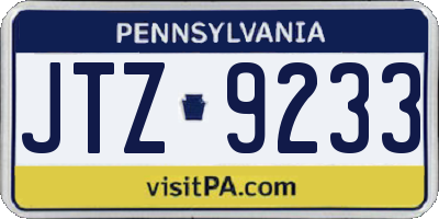 PA license plate JTZ9233