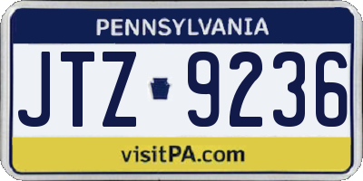 PA license plate JTZ9236