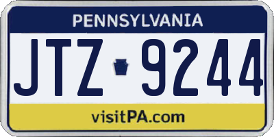 PA license plate JTZ9244