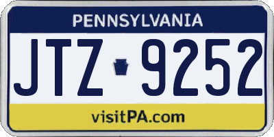PA license plate JTZ9252