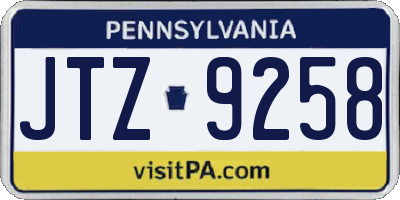 PA license plate JTZ9258