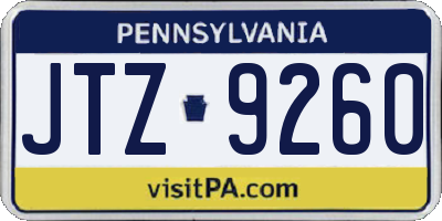 PA license plate JTZ9260