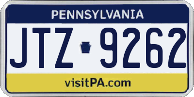 PA license plate JTZ9262
