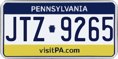 PA license plate JTZ9265