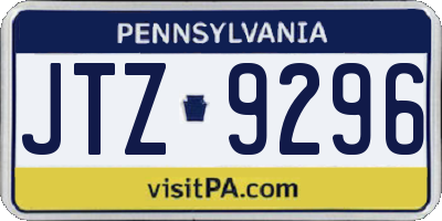 PA license plate JTZ9296