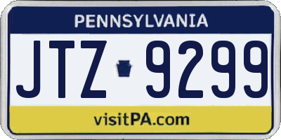 PA license plate JTZ9299