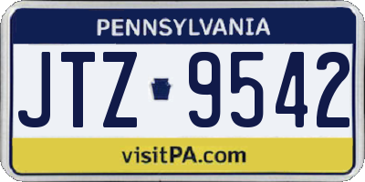 PA license plate JTZ9542