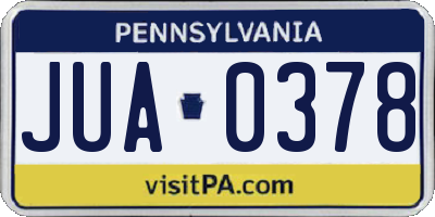 PA license plate JUA0378
