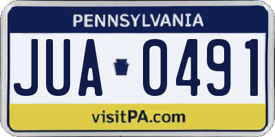 PA license plate JUA0491