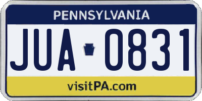 PA license plate JUA0831