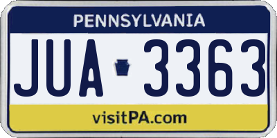PA license plate JUA3363