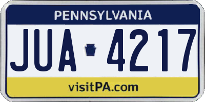 PA license plate JUA4217
