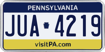 PA license plate JUA4219