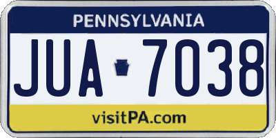 PA license plate JUA7038