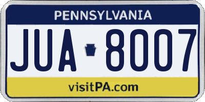 PA license plate JUA8007