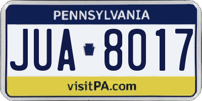 PA license plate JUA8017