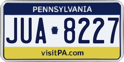 PA license plate JUA8227
